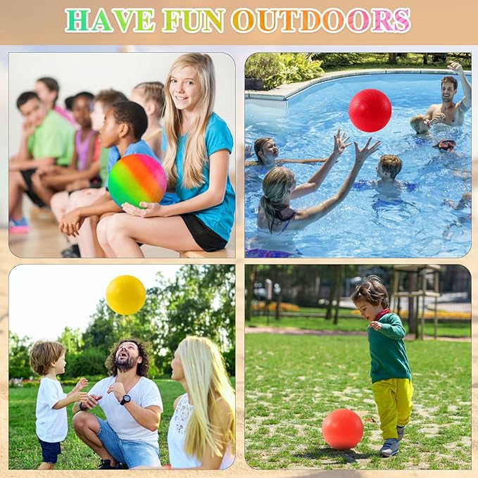 6PCS Playground Balls,8.5 Inch Inflatable Dodge Balls,Dodgeball Balls,Rubber Bouncy Dodge Ball with 1 Hand Pump for Indoor Outdoor Games Camps Schoolyard Picnic