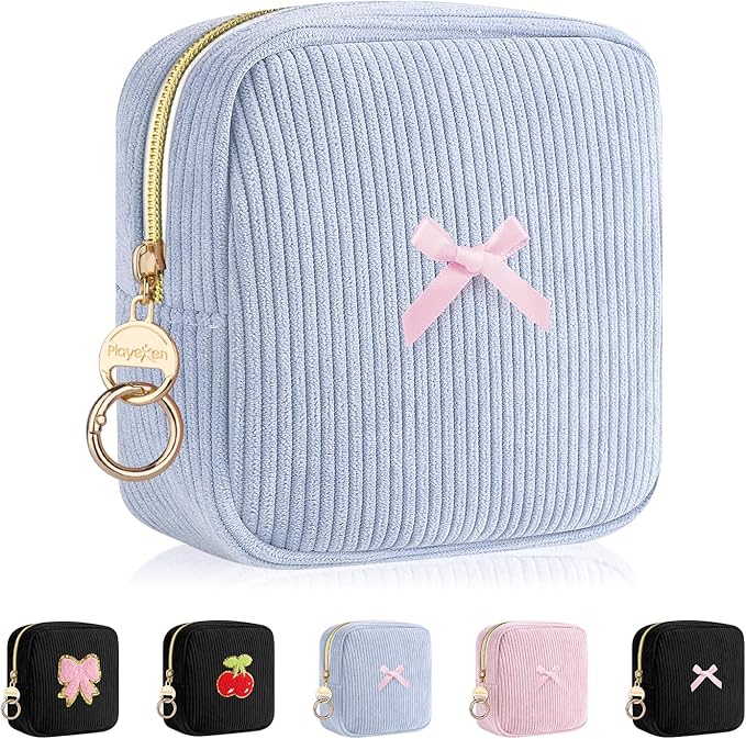 Period Bag for Teen Girls, Corduroy Sanitary Napkin Storage Bag, Menstrual Pad Pouches Tampon Holder for Purse
