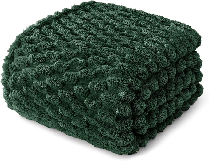 Whale Flotilla Soft Fleece Twin Size Bed Blanket 3D Jacquard, Emerald Green | Lightweight Coverlet Bedspread, Super Cozy Plush Fluffy Fuzzy All‑Season Decorative Blanket for Bed, Dorm Essentials, 60"x80"