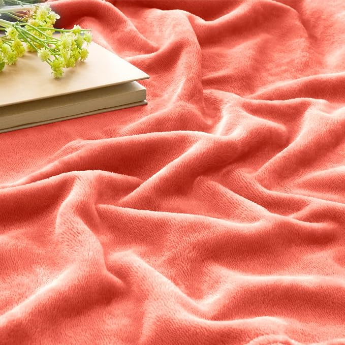 BEDELITE Fleece Blanket Soft Plush Throw for Couch Coral Red 50"x60" | Ultra Soft Fleece, Plush Microfiber, Lightweight Warmth, All Season Comfort, Fade Resistant, Machine Washable, Couch Sofa Bed