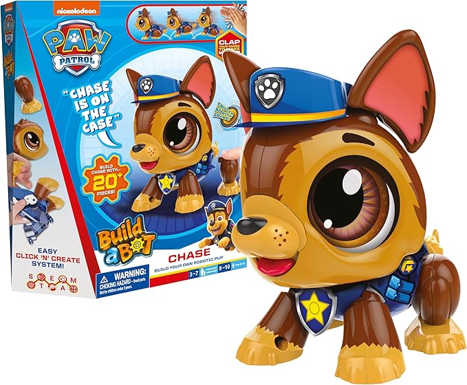 Build a Bot Paw Patrol Chase - Build Your Own Robotic Pet with 20+ Pieces with 1 Sticker Sheet - Ages 3-10