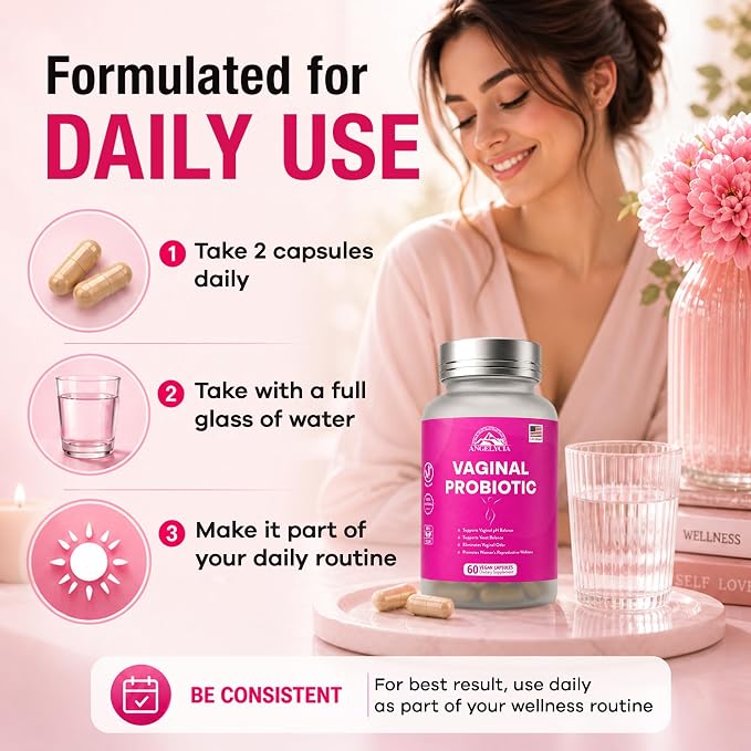 ANGELYCIA Probiotics for Women - Vaginal Probiotic for Vaginal Health and Tightening, Supports Vaginal Probiotics Balance with Natural Ingredients for Optimal Feminine Care