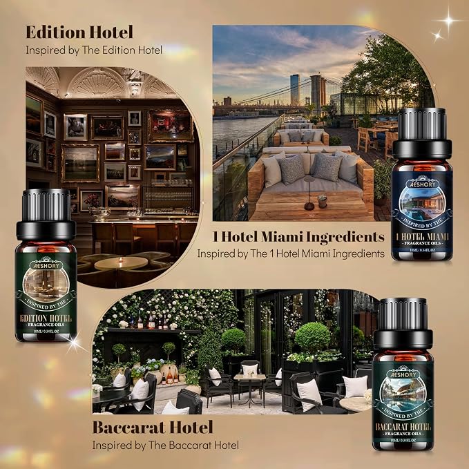 Hotel Diffuser Oils Gift Set,6x10M Luxury Essential Oil for Diffuser, Fragrance Oil Blend Hotel Scent for Soap & Candle Making