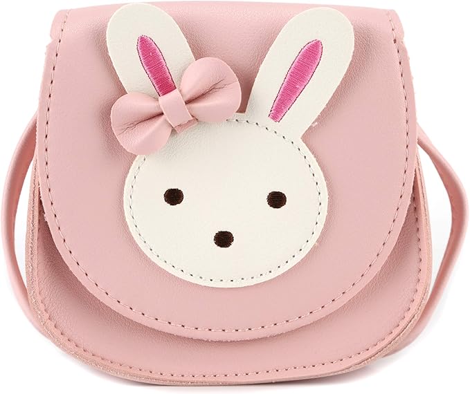 Little Rabbit Ear Bow Crossbody Purse,PU Shoulder Handbag for Kids Girls Toddlers(Pink)
