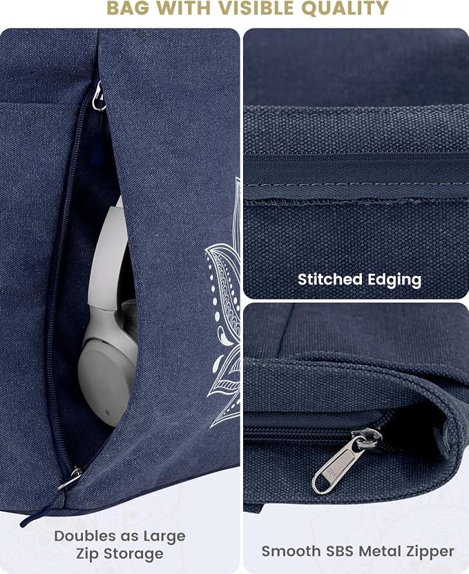 Gonex Yoga Mat Bag, Large Tote Bag with Multi Pockets for Women Men, Canvas Mat Carrier, Full Zipper Easy Access for Pilates Gym Travel