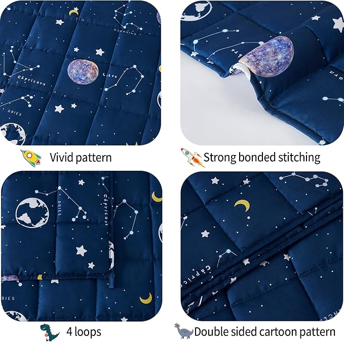 Weighted Blanket - 5 lbs Navy Starry Sky Heavy Blanket - Small Size Breathable Lap Blanket(36"x48", 5 lbs)