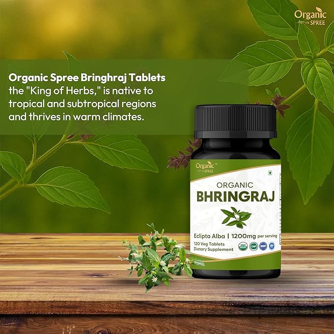Bhringraj 120 Tablets | Eclipta Alba (Bhringraj) | USDA Organic Certified | Ayurvedic Hair Care* | Organic and Natural 120tab