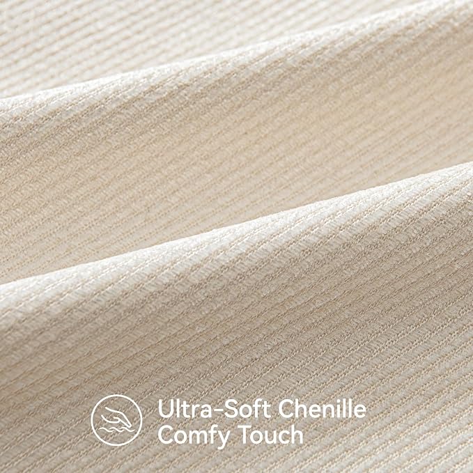a moment Pack of 2 Decorative Chenille Throw Pillow Covers with Twill Cushion Covers for Sofa Living Room Couch Bed 18x18 Inch Raw White