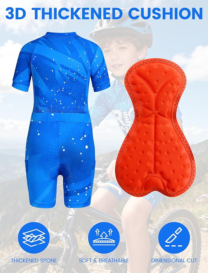 Gogokids Boys Cycling Jersey Set 3D Padded Bike Suit Kids Road Mountain Riding Shorts Bicycle Sportswear for 7-14Y