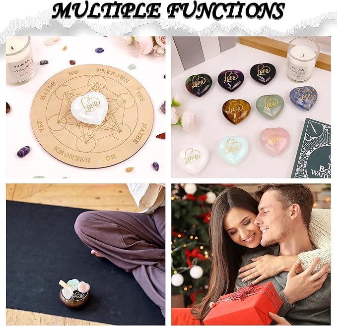 ZHIYUXI 45mm Fluorite Crystal Engraved Heart Crystal Stone Healing Gifts Gemstones Heart Rocks Polished Stones Fluorite Gem Meditation Gifts for Women Men Reiki Energy Balance