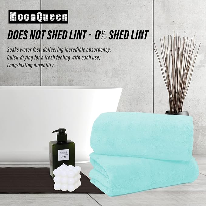 MOONQUEEN 6 Pack Premium Bath Towel Set - Quick Drying - Microfiber Coral Velvet Highly Absorbent Towels - Multipurpose Use as Bath Fitness, Bathroom, Shower, Sports, Yoga Towel (Frozen Blue)