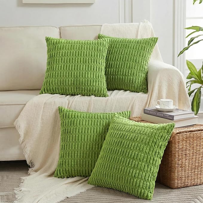 Fancy Homi 4 Packs Decorative Throw Pillow Covers for Living Room Couch Bed, Modern Farmhouse Boho Home Décor Accent Cushion Case, 14" x 14", Lime Green