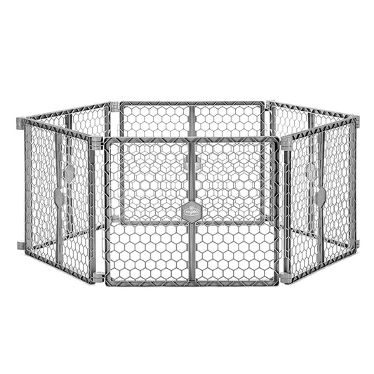 Regalo Safety 192" Super Wide Baby Gate & Play Yard, 2-in-1 Adjustable Playpen for Babies, Toddlers & Pets, Includes Wall Mount Kit, Plastic, Gray