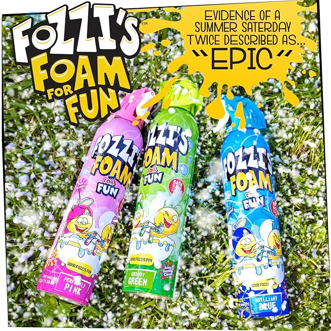 FOZZI'S Brilliant Blue Bath Foam Soap for Kids (3 Pack) - Fun Aerosol Spray - Fluffy Bubble Soap for Playtime - Gentle Cleanser Foaming Body Wash - Safe Bath Fun for Everyday Wash