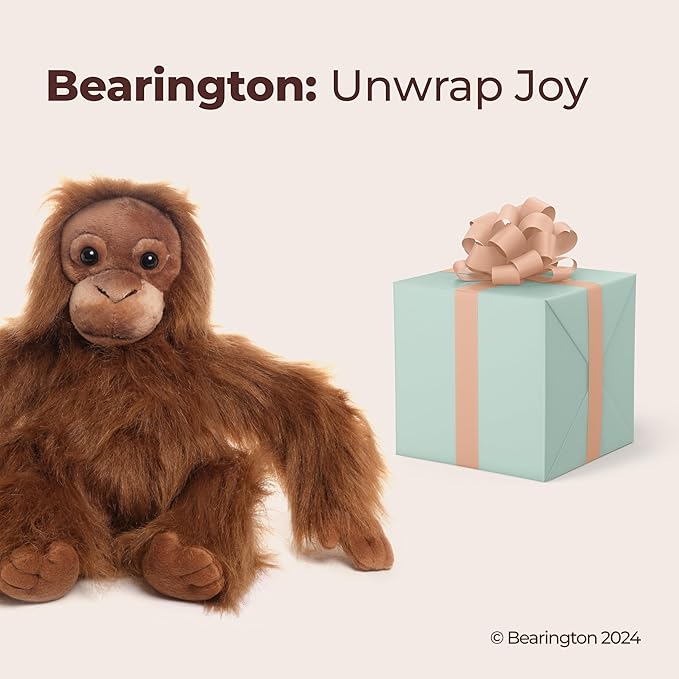 Bearington Orangutan Plush - Soft Cuddle Friend & Plush Toys - Lifelike Features & Orangutan Stuffed Animal - Fun Playtime Companion & Stuffed Monkey - Ranga, 15 in