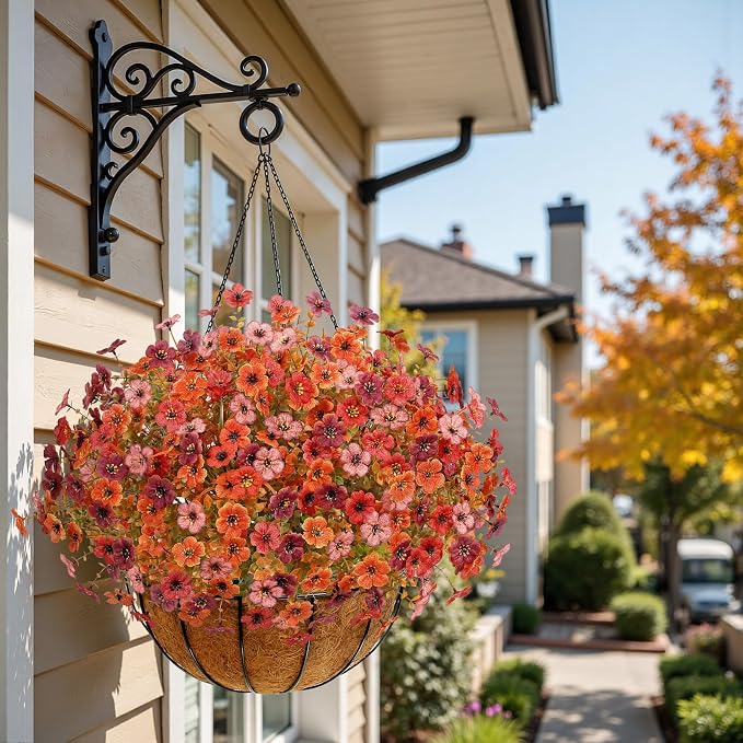 Alupssuc 24 Bundles Artificial Fall Flowers, UV Resistant Faux Mums Porch | Silk & Plastic, 13 Inch Tall, for Indoor Outdoor Planters Yard Patio Window Box, Autumn Outside Realistic Fake Decoration