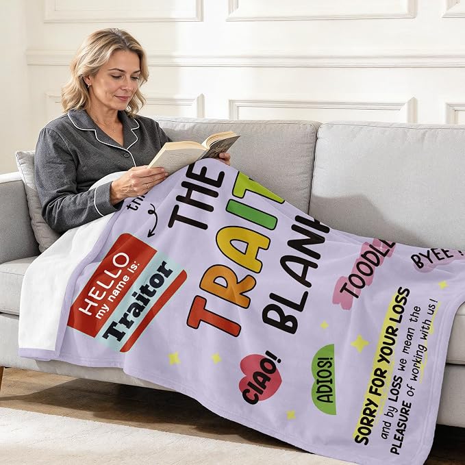Farewell Gifts for Coworkers, Coworker Leaving Gifts for Women, Men | Purple Traitor Blanket 60" X 50", Goodbye&Going Away Gifts for Coworkers, Leaving Job Gift for Employee Colleague Boss