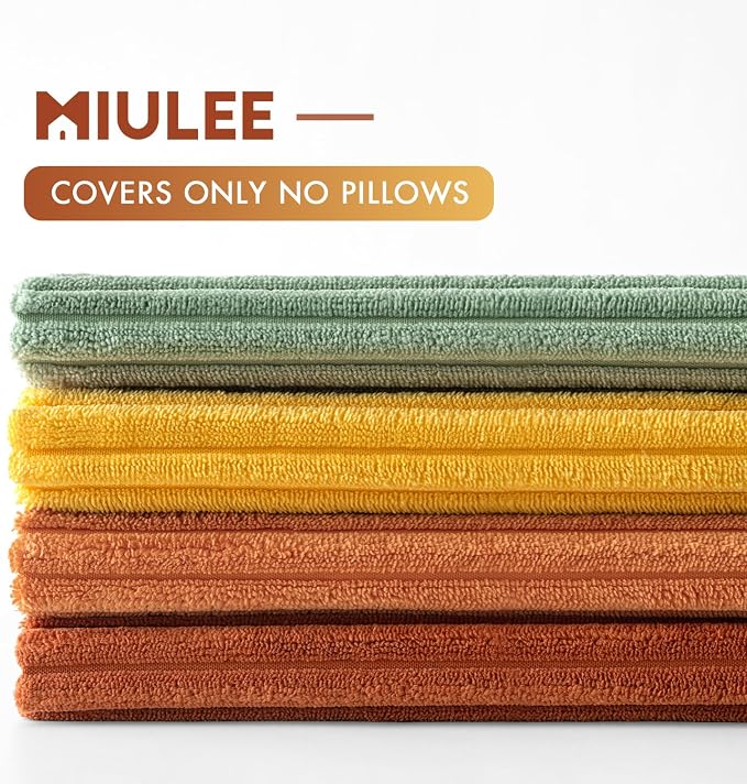 MIULEE Fall Decorative Throw Pillow Covers Yellow Rust Green 16x16 | Set of 4, Vintage Retro Fall Decor, Mix and Match Color Clash Design, Vibrant Cushion Covers for Sofa Couch Bed Living Room