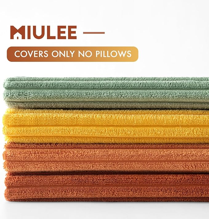 MIULEE Fall Decorative Throw Pillow Covers Yellow Rust Green 20x20 | Set of 4, Vintage Retro Fall Decor, Mix and Match Color Clash Design, Vibrant Cushion Covers for Sofa Couch Bed Living Room