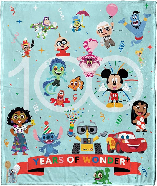 Northwest Disney 100 Silk Touch Throw Blanket, 50" x 60", Years of Wonder