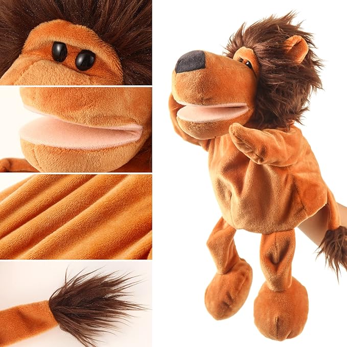 Animal Hand Puppets 10-13 Inch Giant Plush Safari Jungle Animals Hand Puppet Toys Role-Play Toy Puppets for Kids Storytelling Imaginative Pretend Play Teaching Preschool(Safari Jungle Animal)