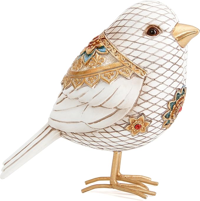 Bird Figurines for Home Decor Accents Boho Bird statue for Shelf Decor | Vintage Small Animal Sculpture Decorative Ornaments for Home Table Bookshelf Mantels Office,Resin White Bird Gifts for Women