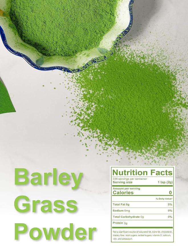 TeeLux Barley Grass Powder, 16oz, Mild & Smooth Taste, Ideal for Smoothies, Juices, Drinks, Hot or Iced Tea