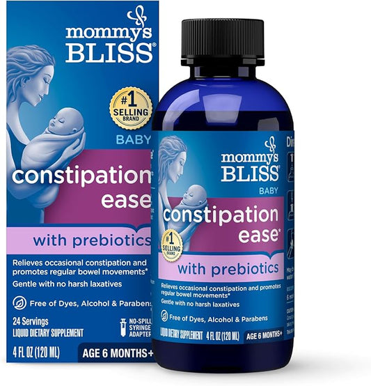 Mommy's Bliss Constipation Ease + Prebiotics, Relieves Occasional Constipation, Gentle & Safe, No Harsh Laxatives, 4 Fl Oz Bottle (Pack of 1)
