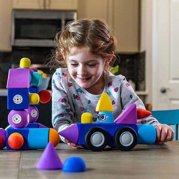 Magnetic Foam Building Blocks - 50-Piece Set, Bath Toys for Toddlers, Preschool Toys, Bathtub Toys, Sensory Toys, Blocks for Toddlers 3-5, Engineering Toys for Kids 3-5, Bath Blocks