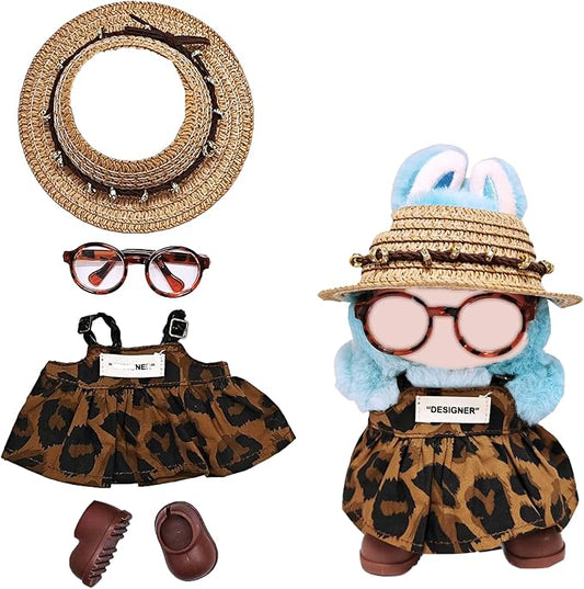 Clothes for Labubu, Handcrafted Set for 15cm/17cm Doll, Premium Doll Outfit with Accessories, 4 Piece Stylish Clothes for Labubu Accessories