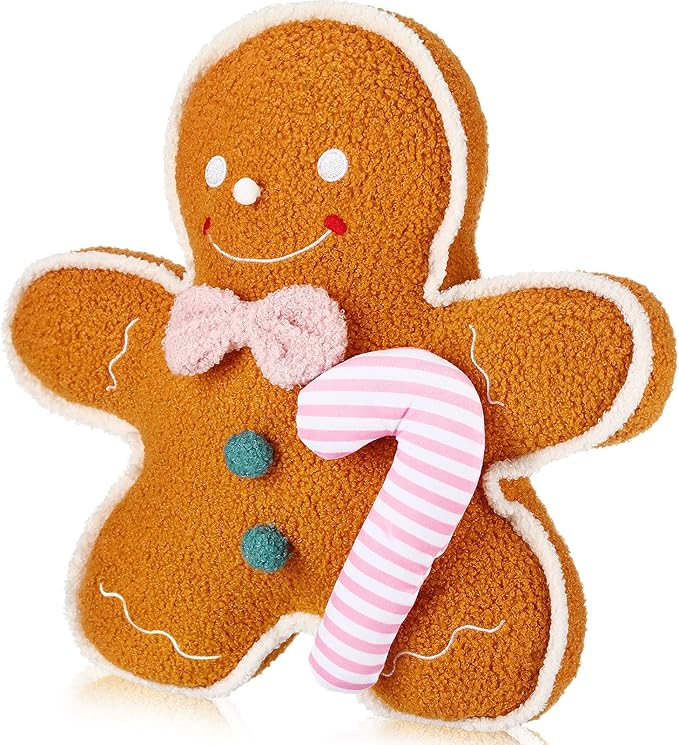 Liliful Christmas Plush Stuffed Gingerbread Man Toy 16 Inch Soft Aesthetic Gingerbread Man Pillow Stuffed Xmas Toys for Christmas Party Favors Decorations (Teddy Plush)
