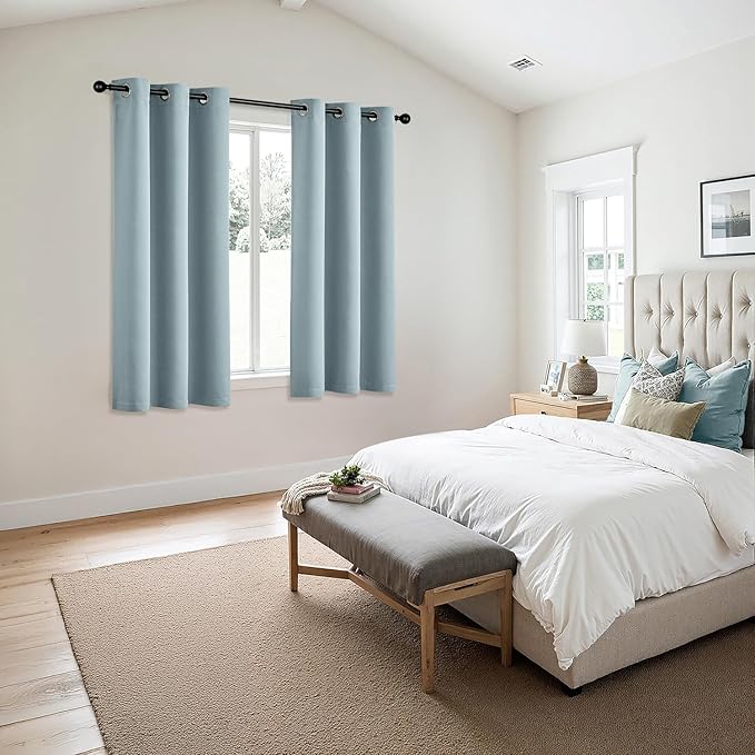 MIULEE Blackout Curtains for Bedroom 2 Panels 40 x 63 Inch Long Slate Blue | Thermal Insulated, Living Room Darkening Grommet Drapes, Noise Reducing, Light Blocking Window Treatments