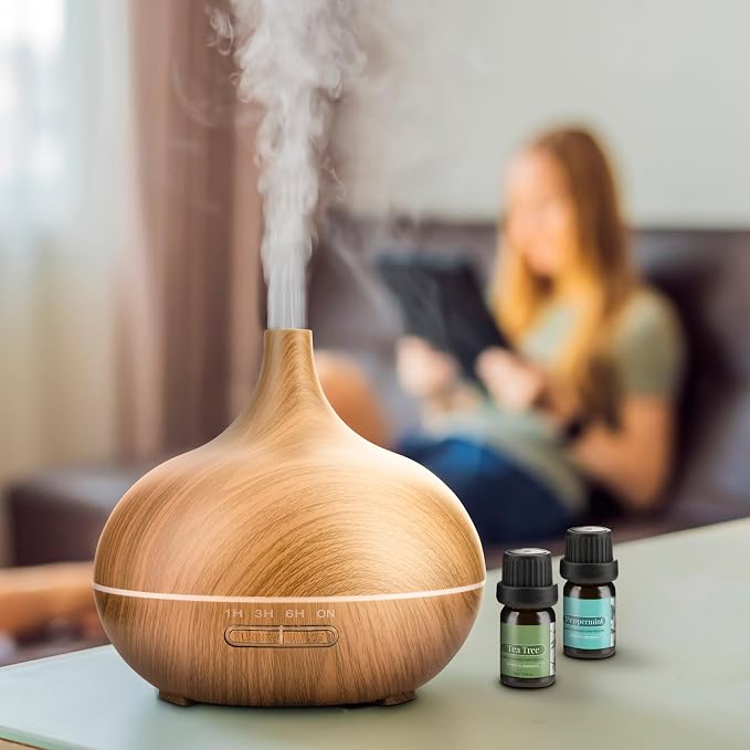 Essential Oil Diffuser – Premium Aromatherapy Diffuser with Essential Oils – Scent Diffusers for Home, Large Room, Office & Apartment Essentials – Air Diffuser - Includes 4 Essential Oils (400ml)