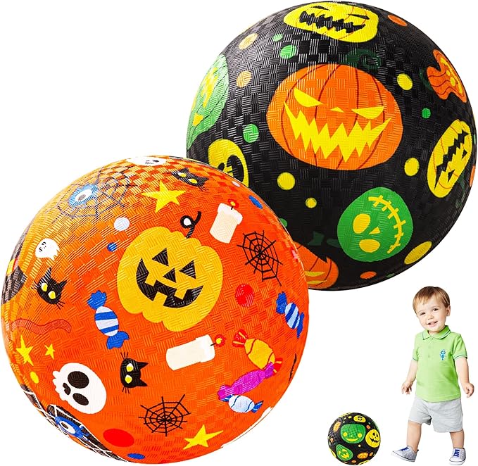 U&C Planet 2 Pack Playground Balls for Toddler Kids, 6 inch 8.5 inch Cartoon Rubber Balls with Pump, Dodgeball Kickball for Outdoor & Indoor Game, Great Gift for Boys Girls Aged 1 and Above