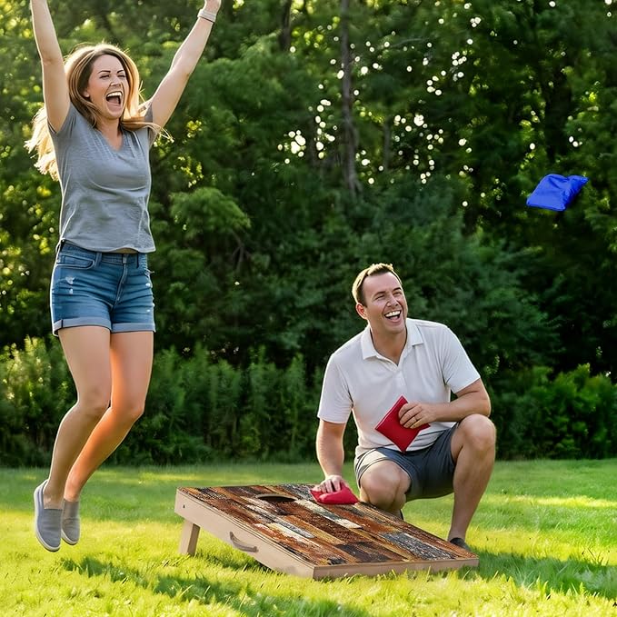 Sportdo 4x2 ft Solid Wood Cornhole Set with 8 Bean Bags, Regulation Size Cornhole Board Set for Adults, Cornhole Game Set for Tailgate Backyard Toss Games Indoor&Outdoor Activities