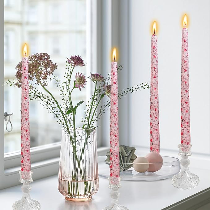 10 inch Long Candle Blue Quicksand Taper Candles Printed Candlestick Handmade Unscented Taper Candle 4 Pack Smokeless Tapered Candles for Home Dinner Wedding Holiday
