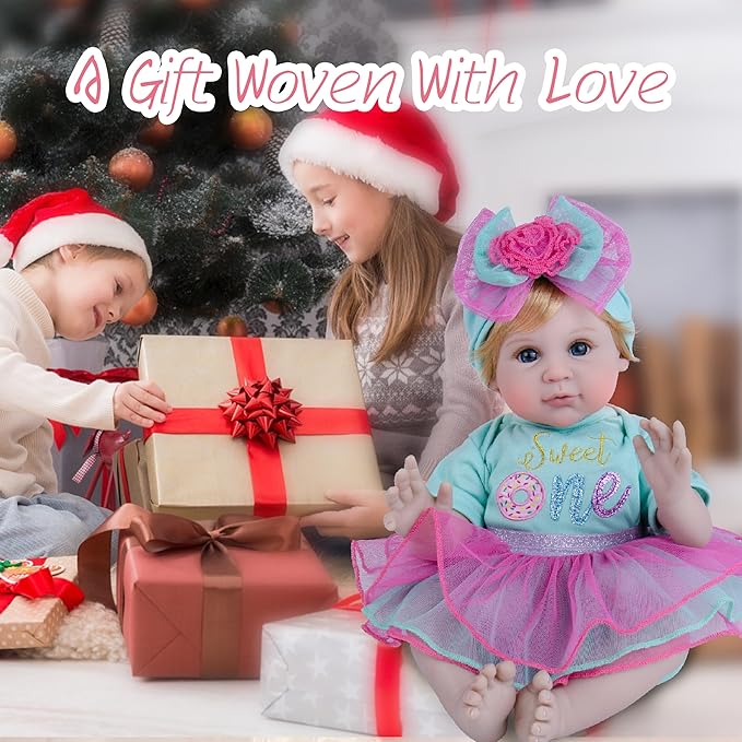 Milidool Reborn Baby Dolls, 22 inch Weighted Realistic Newborn Baby Girl Lifelike Newborn Girl Doll with Feeding Toy Accessories Set, Great Gift Set for Grandma Kids 3+