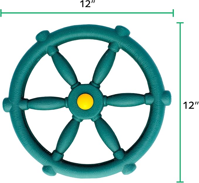 Jungle Gym Kingdom Playground Accessories - Pirate Ship Wheel for Kids Outdoor Playhouse, Treehouse, Backyard Playset Or Swingset - Wooden Attachments Parts (Green)