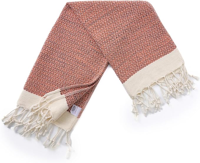 BAY LAUREL Turkish Hand Towel – Pack of 2 | Soft & Absorbent Decorative Towels for Bathroom, Hand, Face, Hair, Gym, Yoga, SPA, Kitchen & Tea | Boho Decor (Orange, Diamond 15x26 Inches (Set of 2)