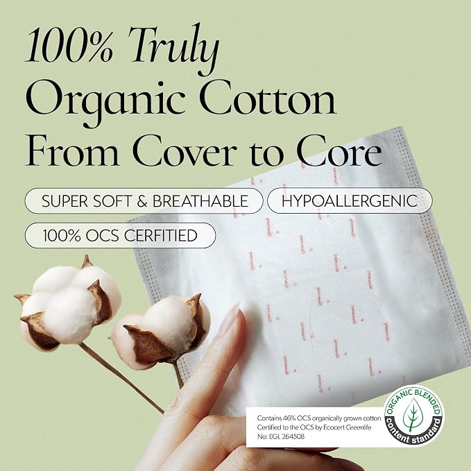 INERTIA The Prism Super – Truly Organic Ultra Thin & Leak-Proof Organic Cotton Korean Pads with Wings | Heavy Absorbency | Hypoallergenic, Super Absorbent, Chlorine-Free & Fragrance-Free (10 Count)