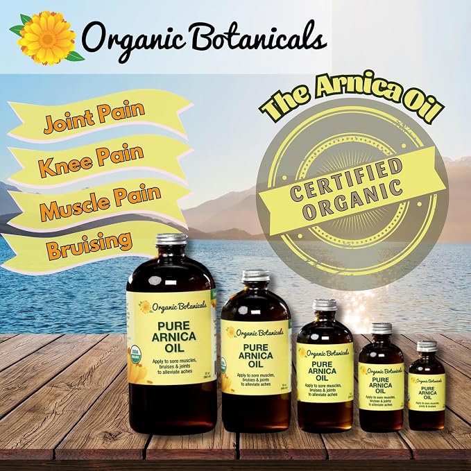 Arnica Oil - Pure Organic Muscle Discomfort Bottle - Arnica Montana Oil for Arthritis, Bruising & Swelling, Muscle, Joint Discomfort, and Sports Injuries, Arnica Massage Oil, 32 oz