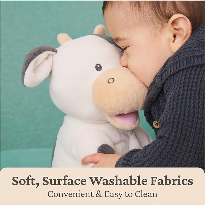 Baby GUND Buttermilk the Cow Animated Plush, Singing Stuffed Animal Sensory Toy, Sings Old MacDonald and Teaches Animal Sounds, Cream/Grey, 12”