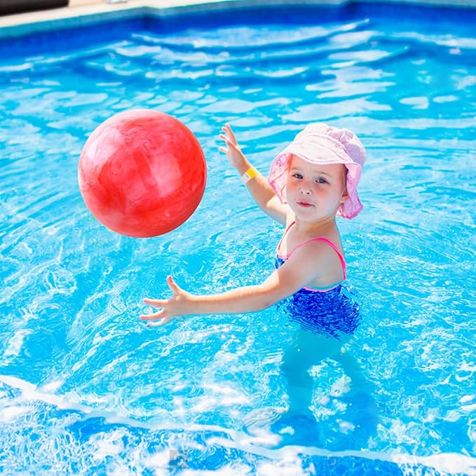 2 Pcs Marbleized Bouncy Balls for Kids Large-Sized Ball Inflatable Rubber Playground Sensory Balls for Beach Pets Indoor Outdoor Kickball Water Balls