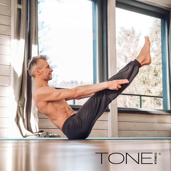 TONE Fitness Hanging Yoga Mat, Pilates Mat, Exercise Mat for Home Workouts with Carry Strap | V Pattern | Multiple Colors