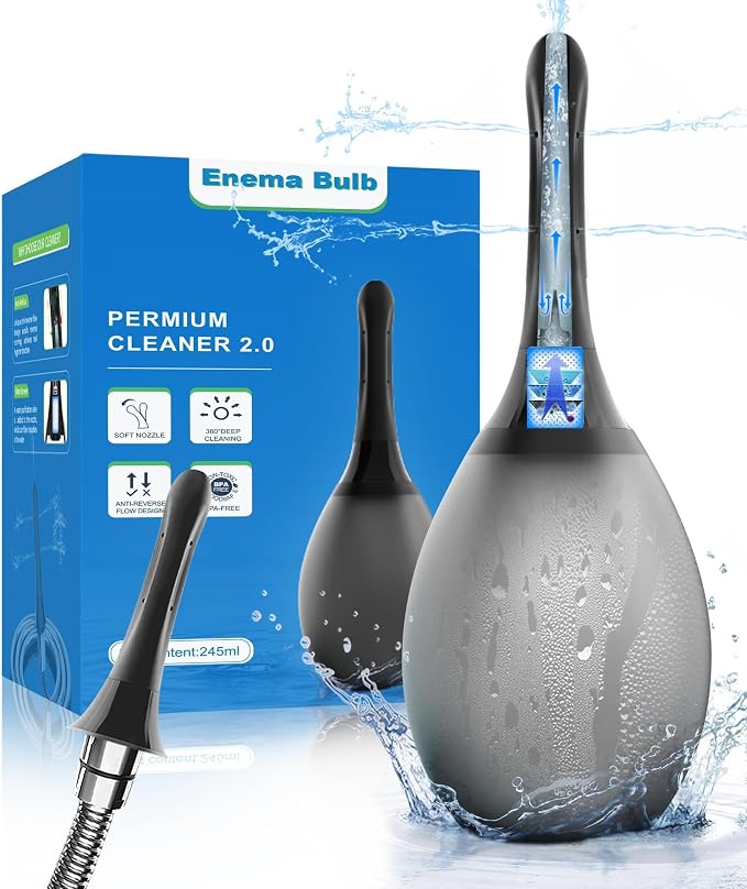 Enema Anal Douche Bottle for Men - Anti BackFlow Enemas Bulb Douches with 7 Spouts,Portable Enemas for Men,Feminine Care Shower Anal Douche Kit Cleaner Flusher for Women