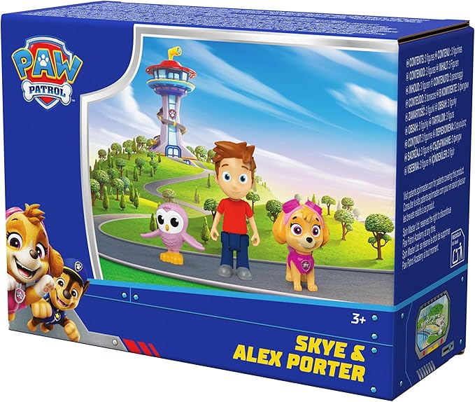 Paw Patrol Skye & Alex Porter Figure Pack with Lil Hootie Toy Figure, Kids Toys for Boys & Girls Ages 3 and Up