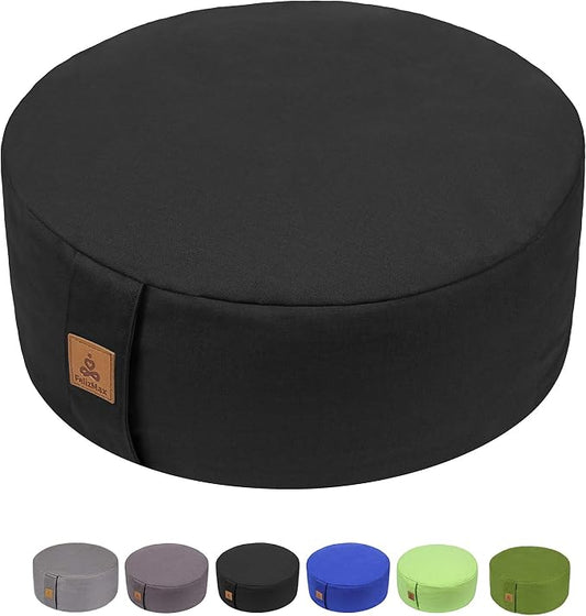 Zafu Buckwheat Meditation Cushion,D=13"/16" H=5.5",Round Zabuton Meditation Pillow,Yoga Bolster Kneeling Pillow Premium Yoga Pillow for Sitting on Floor Zippered Cotton Cover