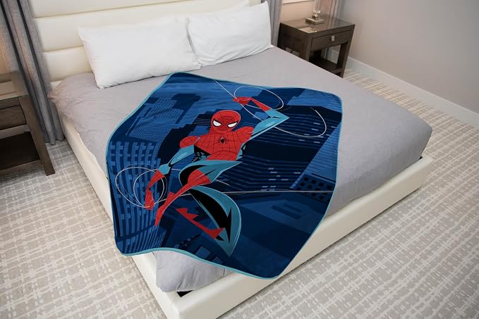 Sunny Side Up Kids Plush Throw Blanket – Children's Soft & Comfy Throw for Couch or Bed – Cozy Home Décor for Living Room & Bedroom, Blue - Spiderman, 46x60 - Throw Blanket