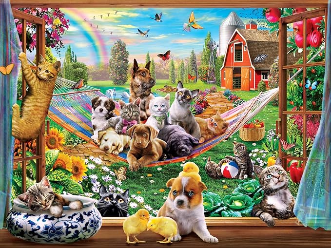 MasterPieces - 300 Piece Jigsaw Puzzle, Large EZ Grip Shapes, Afternoon Siesta, Fun for Adults, Seniors, Family, Kids, Matte Finish, 18"x24"