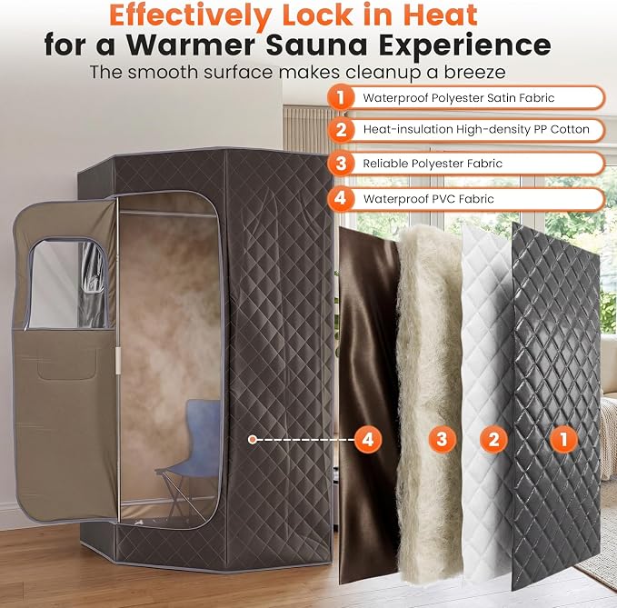 Giantex 3L Portable Steam Sauna, Fast-Heat Large Pentagon Sauna Box for Home, 9-Level Remote Control, 99-Min Timer, Folding Chair, Foot Roller, Mat, 35.5" x 35.5" x 71" Sauna Tent (Gray)